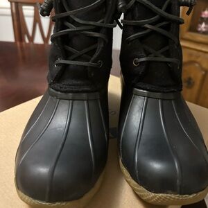 Sperry Black and Tan Winter & Rain Boots